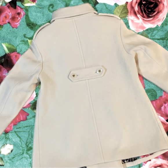 Rare Cream Betsey Johnson Pea Coat with Gold Heart on buttons - Size 4 - Picture 3 of 11